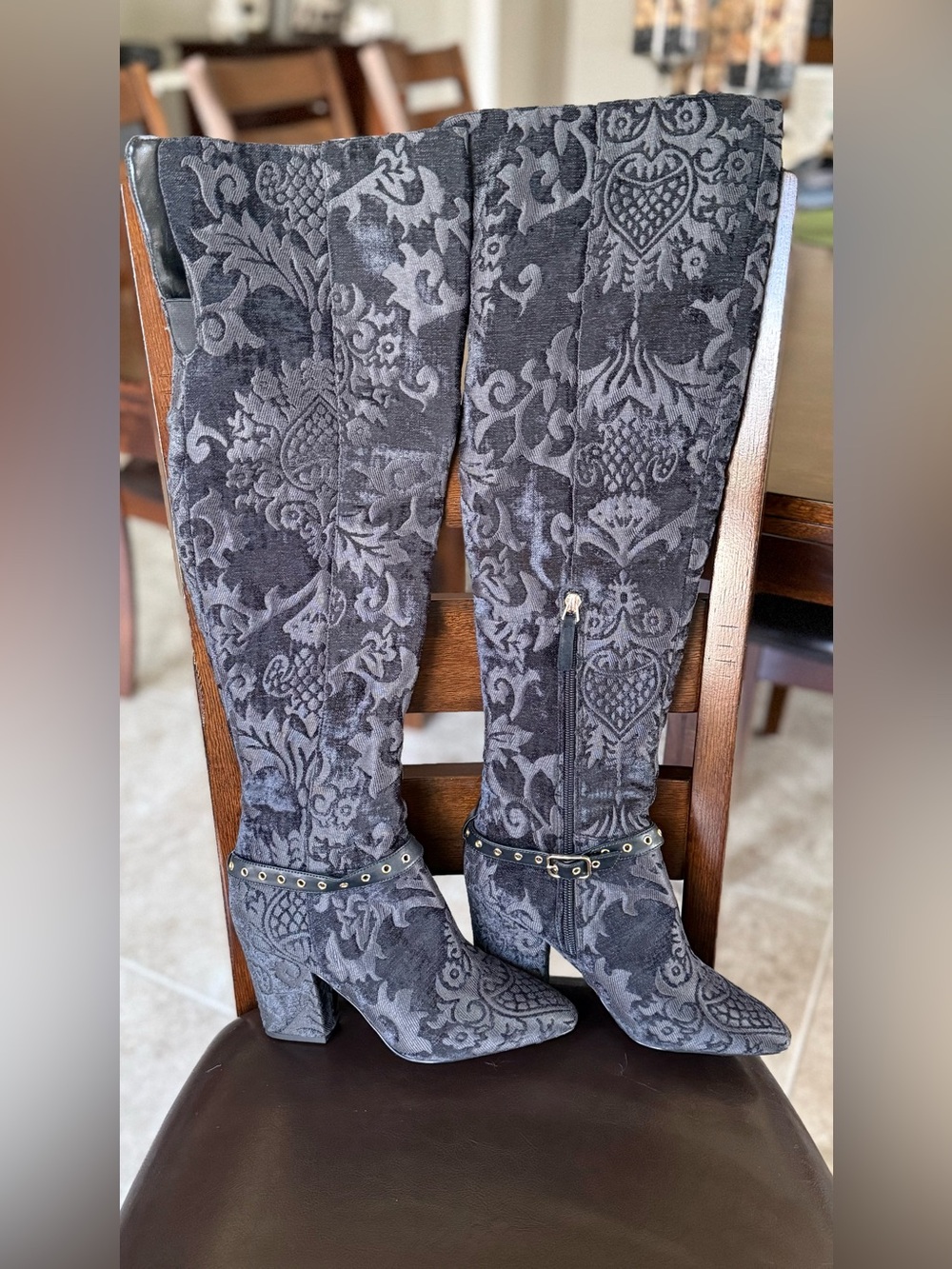Nine West Sandor- Black Over-the-Knee Pointed Toe Boots
